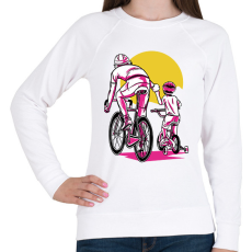 PRINTFASHION Apa és fia biciklin - Női pulóver - Fehér