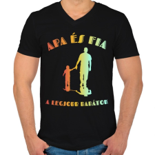 PRINTFASHION Apa és fia  - Férfi V-nyakú póló - Fekete férfi póló