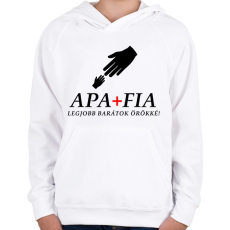 PRINTFASHION APA ÉS FIA - Gyerek kapucnis pulóver - Fehér