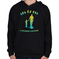 PRINTFASHION Apa és fia  - Gyerek kapucnis pulóver - Fekete