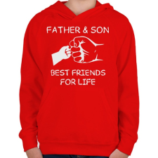 PRINTFASHION Apa és fia - Gyerek kapucnis pulóver - Piros gyerek pulóver, kardigán