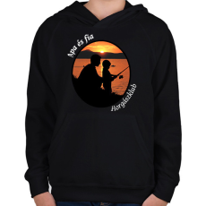 PRINTFASHION apa és fia horgászklub - Gyerek kapucnis pulóver - Fekete