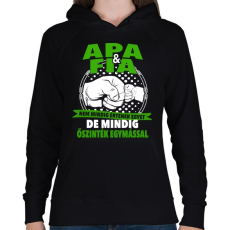 PRINTFASHION Apa és Fia - Női kapucnis pulóver - Fekete