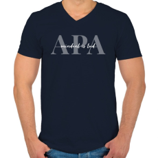 PRINTFASHION Apa mindent is tud fehér - Férfi V-nyakú póló - Sötétkék