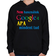 PRINTFASHION Apa mindent tud - Gyerek kapucnis pulóver - Fekete