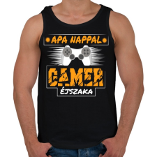 PRINTFASHION Apa nappal, Gamer éjszaka - Férfi atléta - Fekete atléta, trikó