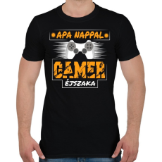PRINTFASHION Apa nappal, Gamer éjszaka - Férfi póló - Fekete