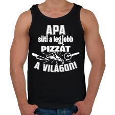 PRINTFASHION Apa süti a legjobb pizzát a világon - Férfi atléta - Fekete atléta, trikó