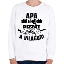 PRINTFASHION Apa süti a legjobb pizzát a világon - Gyerek pulóver - Fehér gyerek pulóver, kardigán