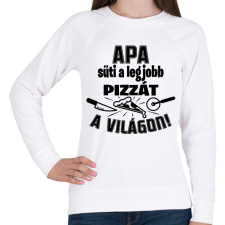 PRINTFASHION Apa süti a legjobb pizzát a világon - Női pulóver - Fehér női pulóver, kardigán