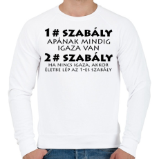 PRINTFASHION Apa szabályai - Férfi pulóver - Fehér