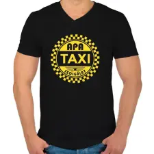 PRINTFASHION Apa taxi szolgálat - Férfi V-nyakú póló - Fekete férfi póló