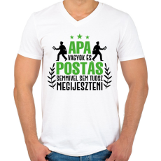 PRINTFASHION Apa vagyok és postás - Férfi V-nyakú póló - Fehér