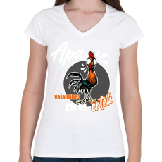 PRINTFASHION apa valamihez értek - Női V-nyakú póló - Fehér