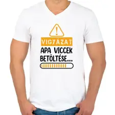 PRINTFASHION Apa viccek betöltése - Férfi V-nyakú póló - Fehér férfi póló