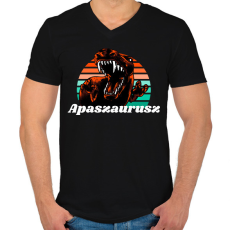 PRINTFASHION Apaszaurusz - Férfi V-nyakú póló - Fekete