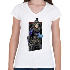PRINTFASHION Apex Legends Wraith - Női V-nyakú póló - Fehér