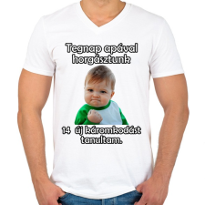 PRINTFASHION Apja fia horgászat - Férfi V-nyakú póló - Fehér férfi póló