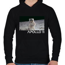 PRINTFASHION Apollo 11 - Férfi kapucnis pulóver - Fekete férfi pulóver, kardigán