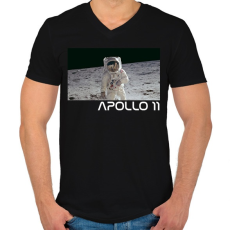 PRINTFASHION Apollo 11 - Férfi V-nyakú póló - Fekete