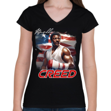 PRINTFASHION APOLLO CREED - Női V-nyakú póló - Fekete női póló