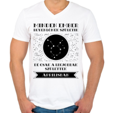 PRINTFASHION Április: Bika - Férfi V-nyakú póló - Fehér