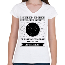 PRINTFASHION Április: Bika - Női V-nyakú póló - Fehér női póló