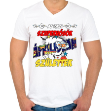 PRINTFASHION Áprilisi szuperhős - Férfi V-nyakú póló - Fehér férfi póló