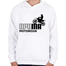 PRINTFASHION Apuma motor - Gyerek kapucnis pulóver - Fehér gyerek pulóver, kardigán