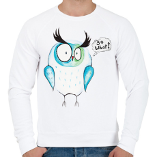 PRINTFASHION Aquarell Fura Bagoly - So What? - Férfi pulóver - Fehér