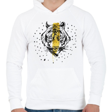 PRINTFASHION Arany tigris - Férfi kapucnis pulóver - Fehér férfi pulóver, kardigán