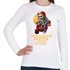 PRINTFASHION ARANYHORDÓ PIZZA - Női hosszú ujjú póló - Fehér