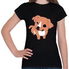 PRINTFASHION Aranyos amstaff/pitbull (barna) - Női póló - Fekete női póló
