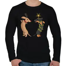 PRINTFASHION aranyos karácsonyi tacskók - Férfi hosszú ujjú póló - Fekete férfi póló