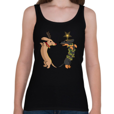 PRINTFASHION aranyos karácsonyi tacskók - Női atléta - Fekete