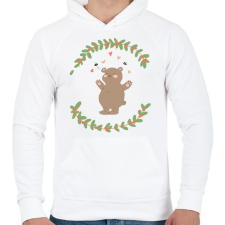 PRINTFASHION Aranyos maci - Férfi kapucnis pulóver - Fehér férfi pulóver, kardigán