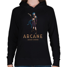 PRINTFASHION Arcane - Fortnite Jinx - Női kapucnis pulóver - Fekete