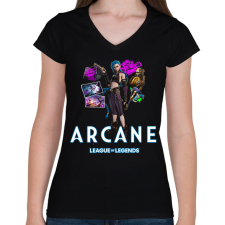 PRINTFASHION Arcane - LOL - Női V-nyakú póló - Fekete női póló