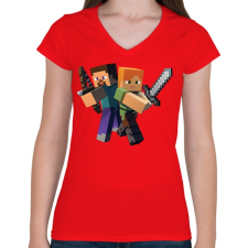 PRINTFASHION Archer Steve - Női V-nyakú póló - Piros női póló