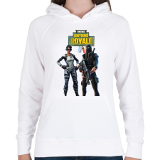 PRINTFASHION Arctic A. & Stingray Fortnite - Női kapucnis pulóver - Fehér női pulóver, kardigán