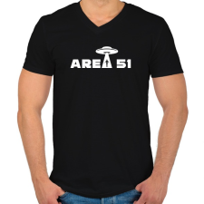 PRINTFASHION Area 51 - Férfi V-nyakú póló - Fekete férfi póló