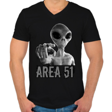 PRINTFASHION AREA 51 - Férfi V-nyakú póló - Fekete férfi póló