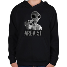 PRINTFASHION AREA 51 - Gyerek kapucnis pulóver - Fekete