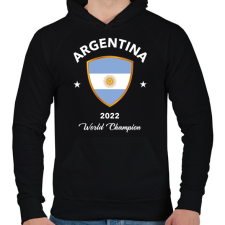 PRINTFASHION Argentina world champion 2 - Férfi kapucnis pulóver - Fekete férfi pulóver, kardigán