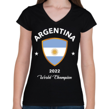PRINTFASHION Argentina world champion 2 - Női V-nyakú póló - Fekete női póló