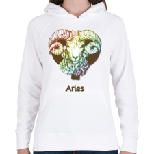 PRINTFASHION Aries színes - Női kapucnis pulóver - Fehér női pulóver, kardigán