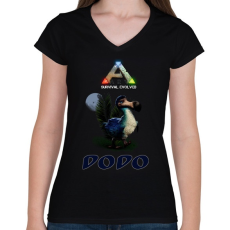 PRINTFASHION ARK-DODO - Női V-nyakú póló - Fekete
