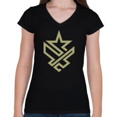 PRINTFASHION Army - Női V-nyakú póló - Fekete