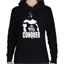 PRINTFASHION Arnold Conquer - Női kapucnis pulóver - Fekete női pulóver, kardigán