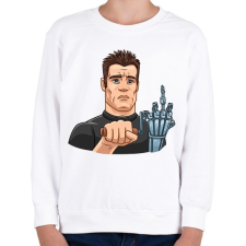 PRINTFASHION Arnold F*CKing Schwarzenegger - Gyerek pulóver - Fehér gyerek pulóver, kardigán